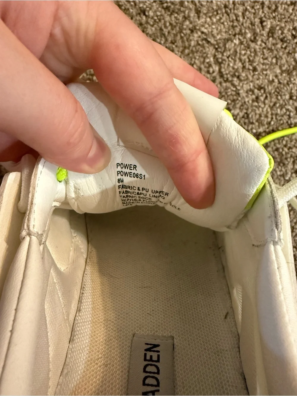 Steve Madden White Sneakers with Neon Yellow Accents